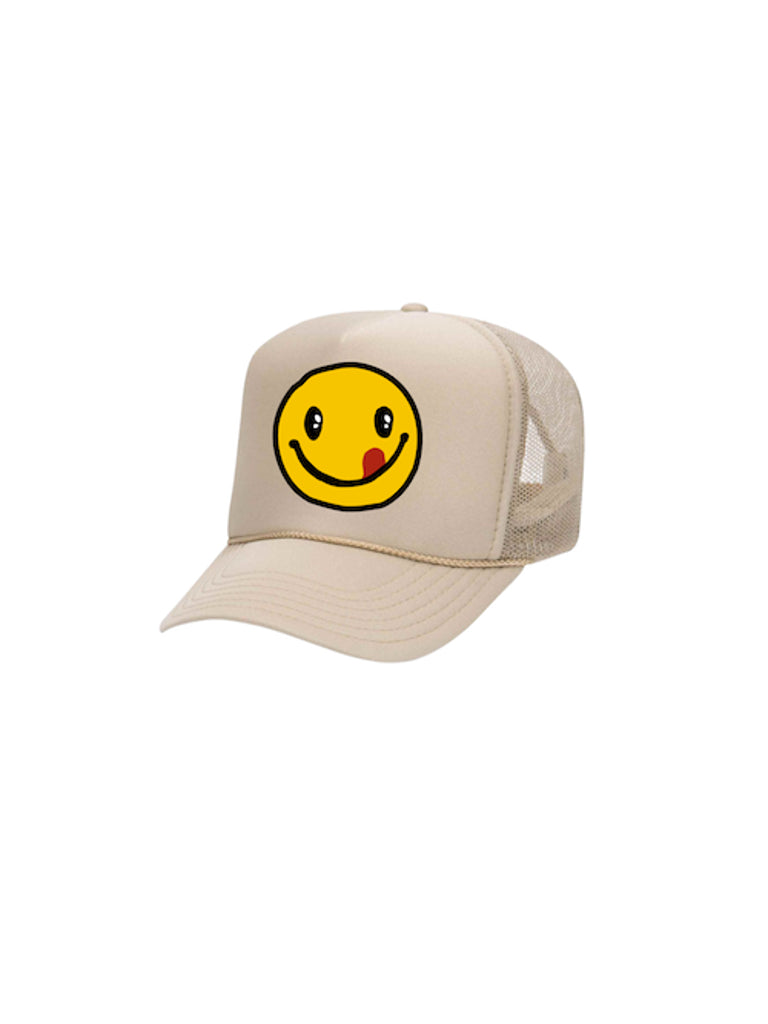 Smiley Trucker Hat (Neutral Tones)