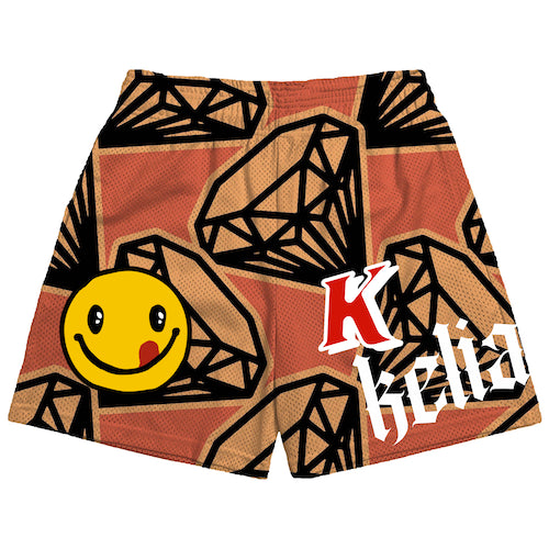 Peach Diamondz Mesh Shorts